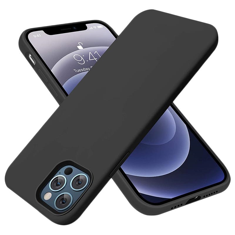 Funda de Silicona Saii Premium Líquido para iPhone 14 Pro Max - Negro