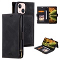 Saii Zipper iPhone 13 Wallet Case with Strap - Black