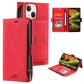 Saii Zipper iPhone 13 Wallet Case with Strap - Red