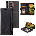 Saii Zipper Samsung Galaxy S22 Ultra 5G Wallet Case - Black