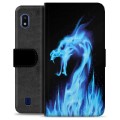 Samsung Galaxy A10 Premium Wallet Case - Blue Fire Dragon