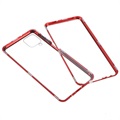 Samsung Galaxy A12 Magnetic Case with Tempered Glass - Red