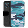 Samsung Galaxy A12 Premium Wallet Case - Blue Camouflage