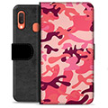 Samsung Galaxy A20e Premium Wallet Case - Pink Camouflage