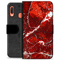 Samsung Galaxy A20e Premium Wallet Case - Red Marble