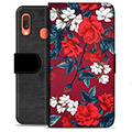 Samsung Galaxy A20e Premium Wallet Case - Vintage Flowers