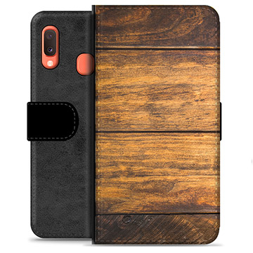 Samsung Galaxy A20e Premium Wallet Case - Wood