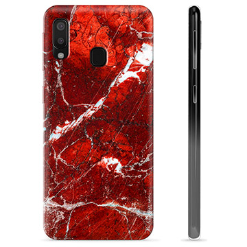 Samsung Galaxy A20e TPU Case - Red Marble