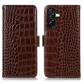 Samsung Galaxy A27 Crocodile Series Wallet Leather Case with RFID - Brown