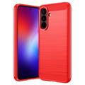 Samsung Galaxy A27 Brushed TPU Case - Carbon Fiber - Red