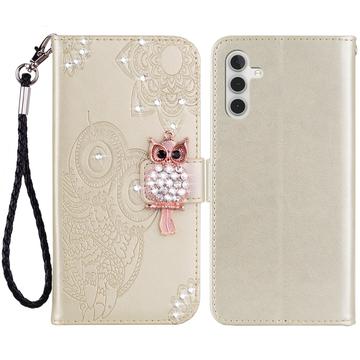 Samsung Galaxy A35 Owl Rhinestone Wallet Case