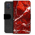 Samsung Galaxy A51 Premium Wallet Case - Red Marble