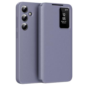 Samsung Galaxy A55 Smart Clear View Flip Case with Card Slot - Grey Purple