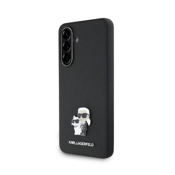 Samsung Galaxy A56 Karl Lagerfeld Saffiano Metal Karl and Choupette Case - Black