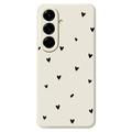 Samsung Galaxy A57 Heart Pattern Slim TPU Case - Beige / Black