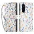 Samsung Galaxy A57 Rhombic Floral Wallet Case - Colorful Flowers