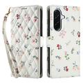 Samsung Galaxy A57 Rhombic Floral Wallet Case - Roses