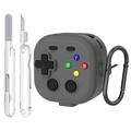 Samsung Galaxy Buds 4/4 Pro Gaming Controller Style Case with Carabiner and Cleaning Tool - Grey