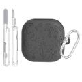 Samsung Galaxy Buds4/Buds4 Pro Floral Engraved Silicone Case with Cleaning Pens - Dark Grey