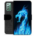 Samsung Galaxy Note20 Premium Wallet Case - Blue Fire Dragon