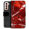 Samsung Galaxy S21 5G Premium Wallet Case - Red Marble