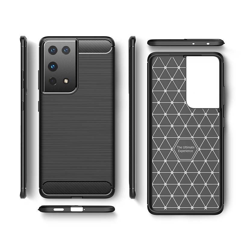 Samsung Galaxy S21 Ultra Brushed TPU Case Carbon Fiber Black 23122020 04 p