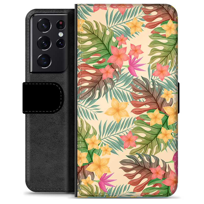 Samsung Galaxy S21 Ultra 5g Premium Wallet Case Pink Flowers Samsung Galaxy S21 Ultra 5g Premium Wallet Case Pink Flowers