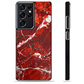 Samsung Galaxy S21 Ultra 5G Protective Cover - Red Marble