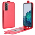 Samsung Galaxy S21 5G Vertical Flip Case with Card Slot - Red