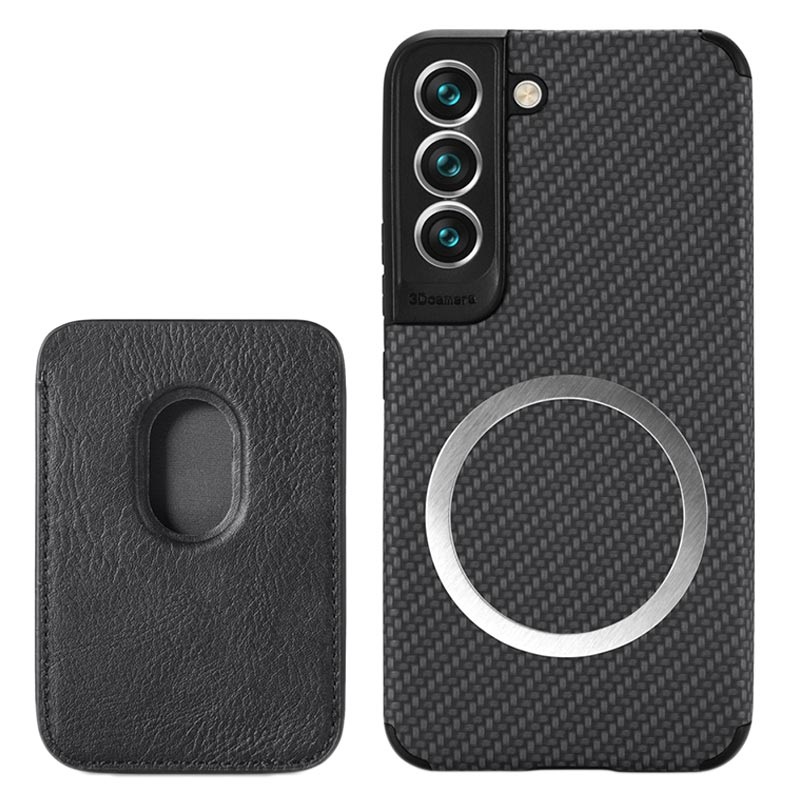 Ved det tvivler jeg på vin Samsung Galaxy S22 5G Magnetic Case with Card Holder - Carbon Fiber