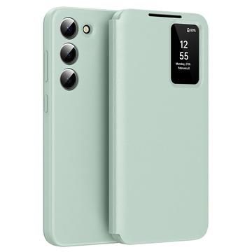 Samsung Galaxy S22 5G Smart Clear View Flip Case with Card Slot - Light Green