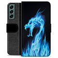 Samsung Galaxy S22+ 5G Premium Wallet Case - Blue Fire Dragon