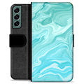 Samsung Galaxy S22+ 5G Premium Wallet Case - Blue Marble