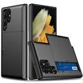 Samsung Galaxy S22 Ultra 5G Hybrid Case with Sliding Card Slot - Black