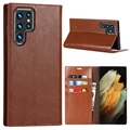 Samsung Galaxy S22 Ultra 5G Wallet Leather Case with Kickstand - Brown