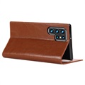 Samsung Galaxy S22 Ultra 5G Wallet Leather Case with Kickstand - Brown