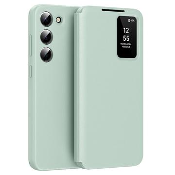 Samsung Galaxy S23 Smart Clear View Flip Case with Card Slot - Light Green