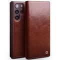 Samsung Galaxy S23 Ultra 5G Pro Qialino Classic Wallet Leather Case - Brun