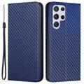 Samsung Galaxy S23 Ultra 5G Wallet Case - Carbon Fiber - Blue