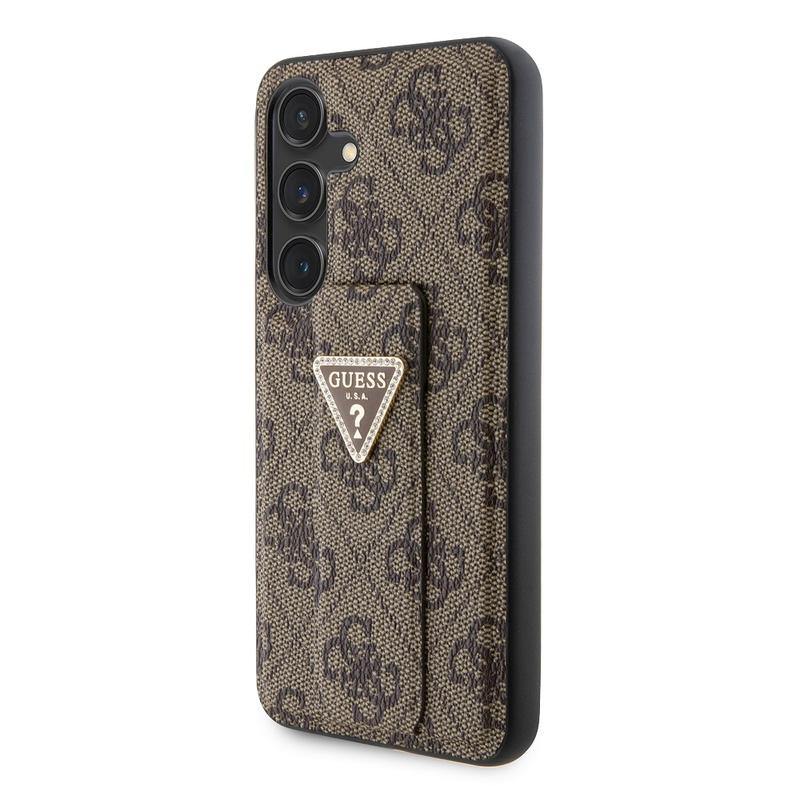 Samsung Galaxy S24 Guess 4G Grip Stand Triangle Logo Case - Brown