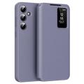 Samsung Galaxy S24 Smart Clear View Flip Case with Card Slot - Grey Purple