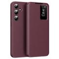 Samsung Galaxy S24 Smart Clear View Flip Case with Card Slot - Wine Red