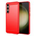 Samsung Galaxy S24+ Brushed TPU Case - Carbon Fiber - Red