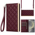 Samsung Galaxy S24+ Luxury Quilted Wallet Case - Wine Red