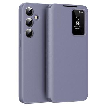 Samsung Galaxy S24+ Smart Clear View Flip Case with Card Slot - Grey Purple