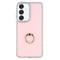 Samsung Galaxy S25/S24 CrystalGlow Hybrid Case with Ring Holder - Pink