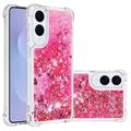 Samsung Galaxy S25 Edge Glitter Quicksand TPU Case - Pink Hearts