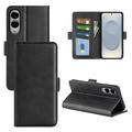 Samsung Galaxy S25 Edge Wallet Case with Magnetic Closure - Calf Texture - Black