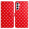 Samsung Galaxy S25 FE Polka Dot Pattern Wallet Case - Red