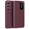 Samsung Galaxy S25 FE Smart Clear View Flip Case with Card Slot - Wine Red